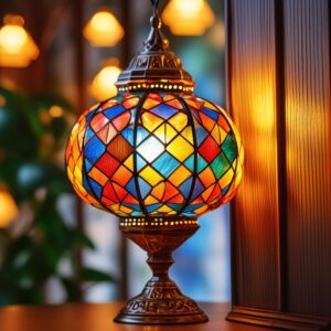 Firefly Uma luminária de vidro colorido, em estilo vitral. 30580